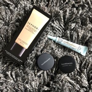 Sephora foundation, Too Faced primer, 2 eyeshadows